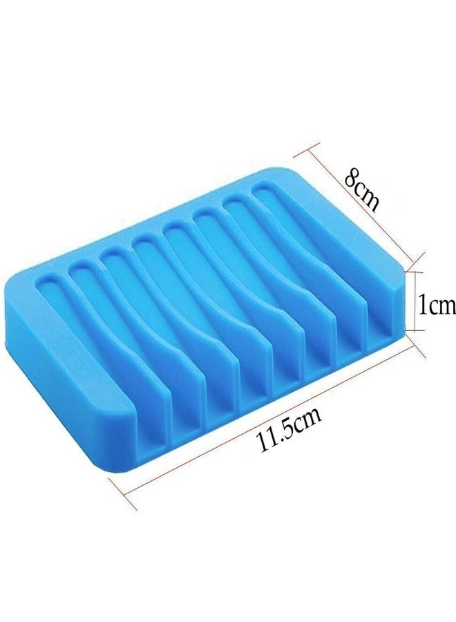 Baskety Silicone Soap Holder Soap Dish Stand Saver Tray for Bathroom, Kitchen and Sink - Pack of 3 (Blue) - Image 2